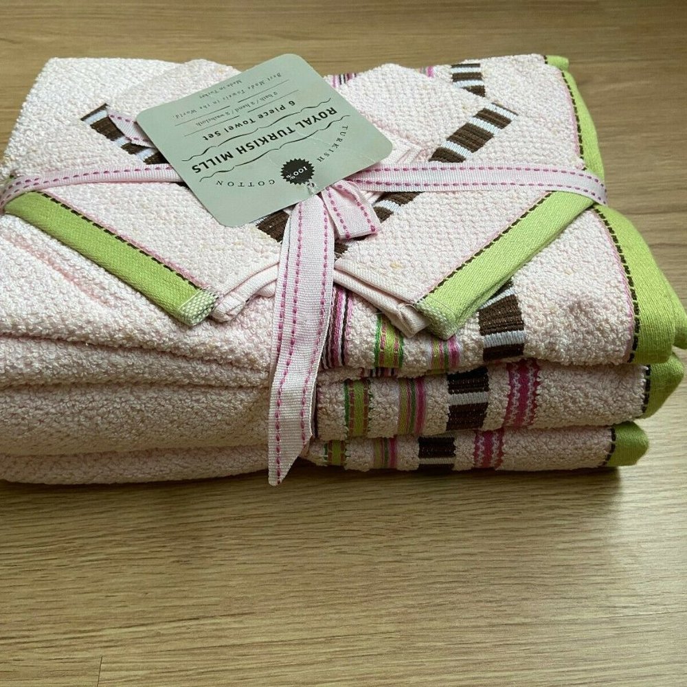 -NEW 2 Bath towels 2 hand, 2 wash cloths -6 pieces of ROYAL TURKISH MILLS towels